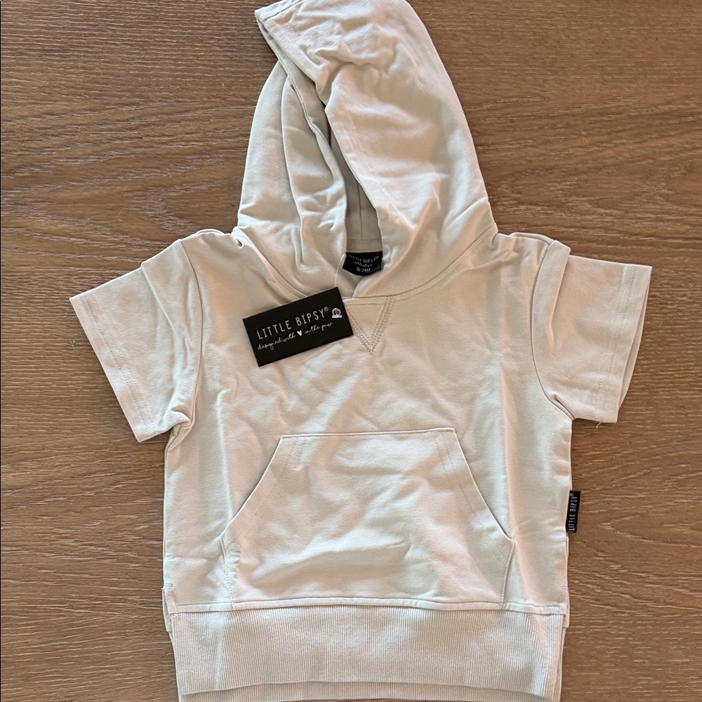 Little Bipsy Cream Short-Sleeve Hooded Sweatshirt